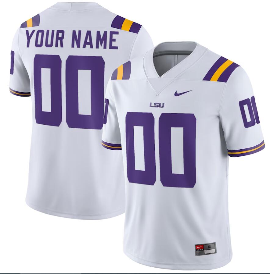 Men NCAA Nike LSU Tigers Football Custom Game White Jersey->nfl hats->Sports Caps